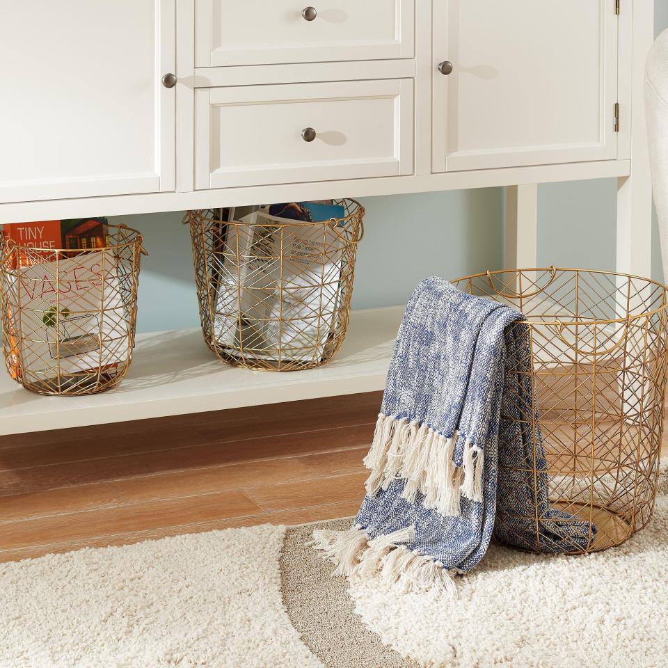 home decorators collection metallic baskets, bedroom makeover ideas