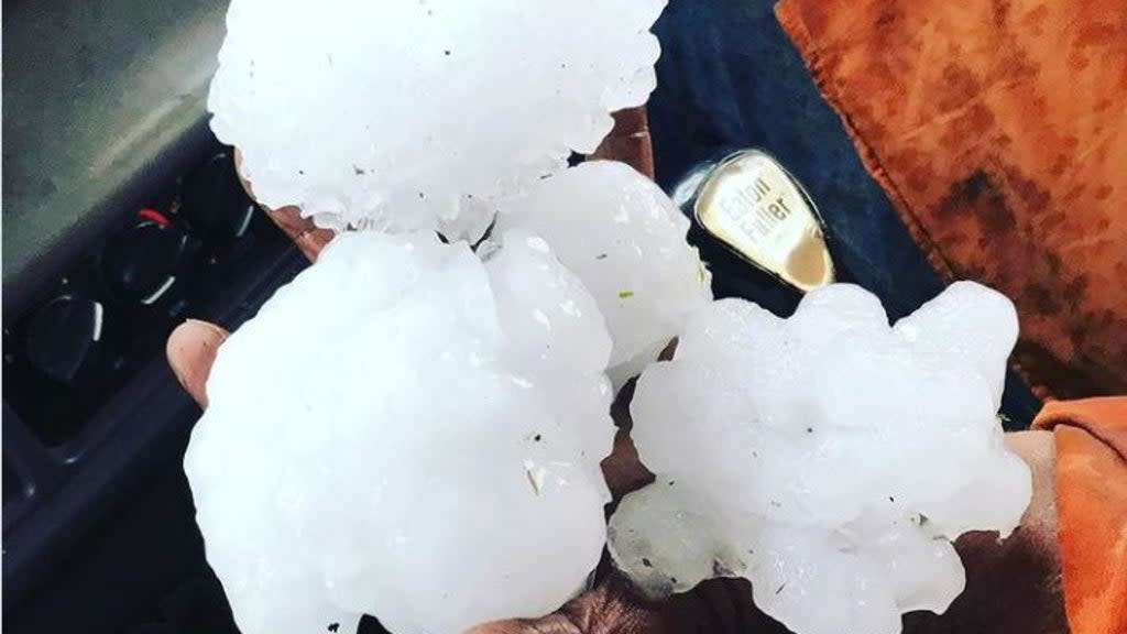 The huge hailstones that rained down on parts of Queensland, Australia  (Instagram/@samyj_412 [Samantha and John Caporn])