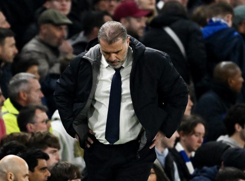 Postecoglou was angry with his players throughout at Stamford Bridge (Reuters)