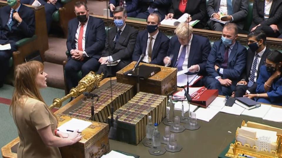 Labour deputy leader Angela Rayner speaks during Prime Minister’s Questions (House of Commons/PA) (PA Wire)