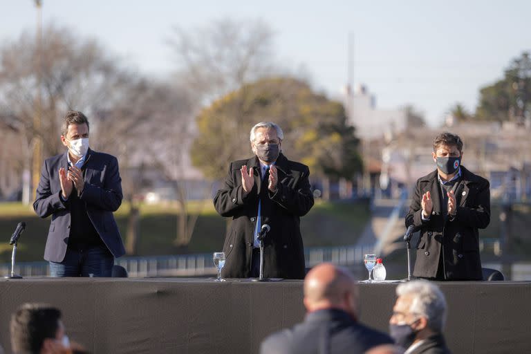 El presidente Alberto Fernández en el acto de ampliación de la ley de Zonas Frías, a pocos días de conocerse que la foto del cumpleaños en Olivos