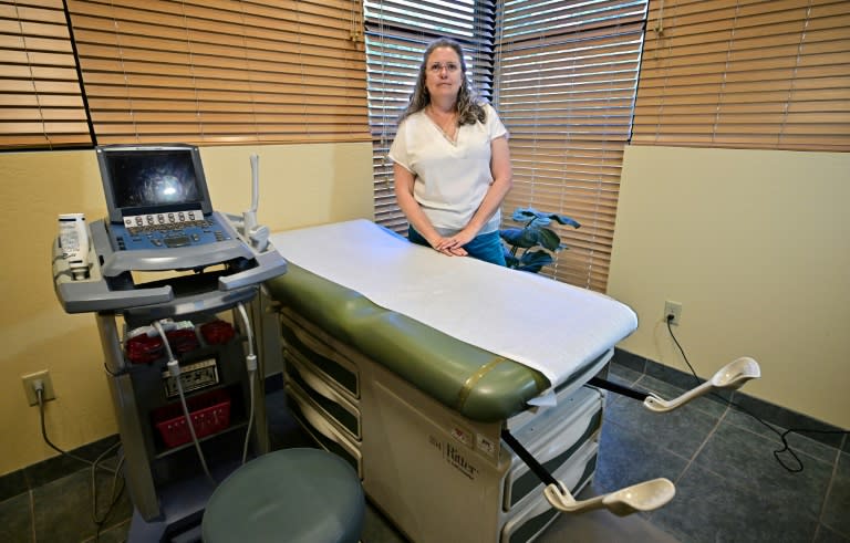 Gabrielle Goodrick, founder of Camelback Family Planning, poses at the clinic in Phoenix, Arizona on April 15, 2024 (Frederic J. BROWN)