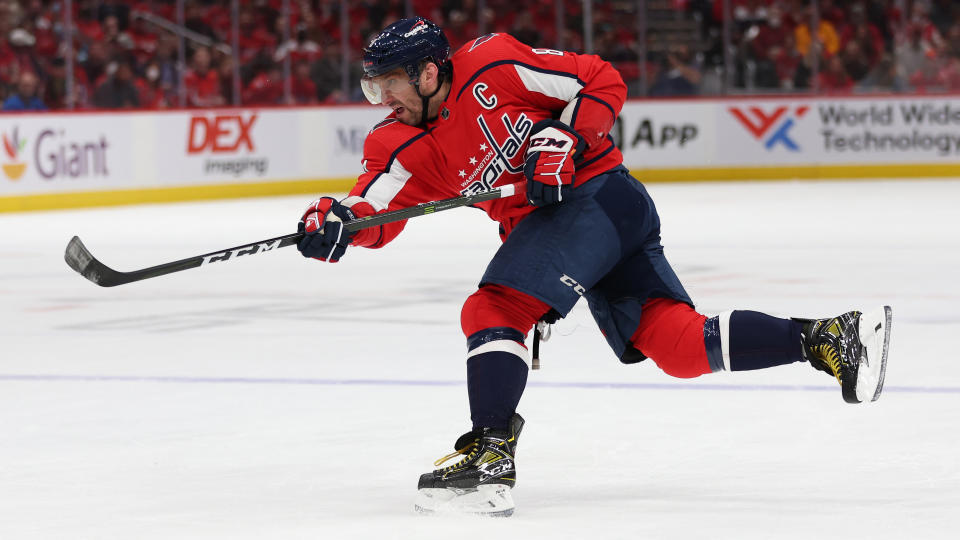 Alex Ovechkin has blasted an ungodly amount of slap shots toward his opponent's net over his lengthy NHL career. (Photo by Patrick Smith/Getty Images)