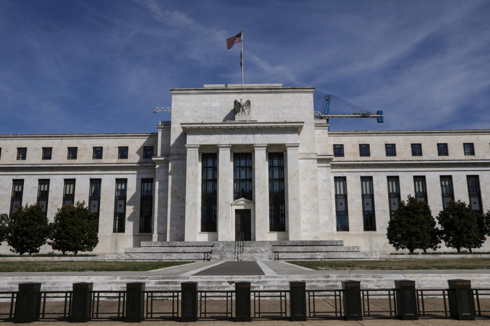 The Federal Reserve Board building on Constitution Avenue is pictured in Washington, U.S., March 27, 2019.  REUTERS/Brendan McDermid