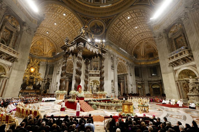 Pope Francis celebrates Christmas Eve mass in St. Peter's Basilica at the Vatican