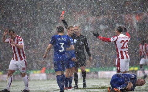 Adam is shown his marching orders - Credit: AFP