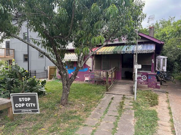 PHOTO: FILE - This house in Atlanta's Edgewood neighborhood is where police arrested three key organizers who have been aiding protesters against the city's proposed public safety training center, May 31, 2023. (Kate Brumback/AP, FILE)