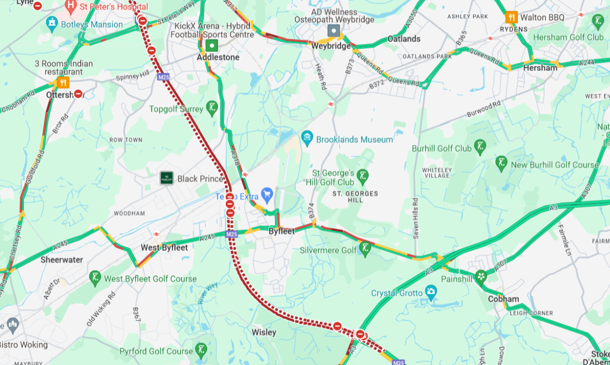 Google Maps m25 closure