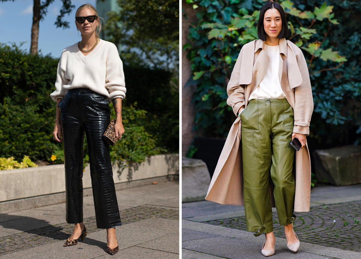 Oversized Sweater with Leather Pants and Pointy Flats, Song of Style