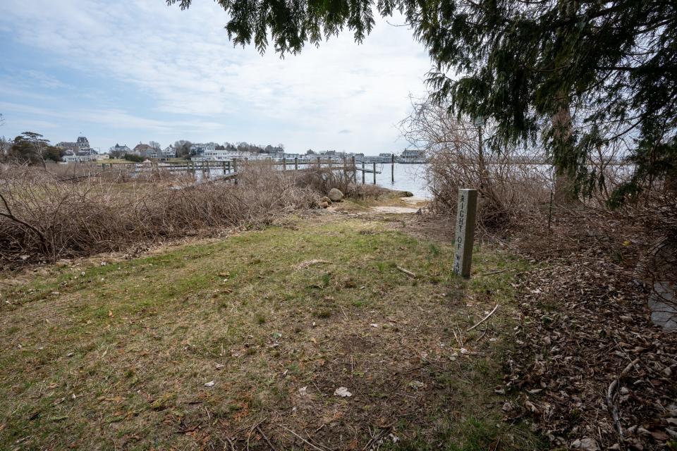 The southern end of Waters Edge Road, where there is a public boat ramp and right of way. The Westerly Harbor Commission wants to add parking there, and neighbors are opposed.