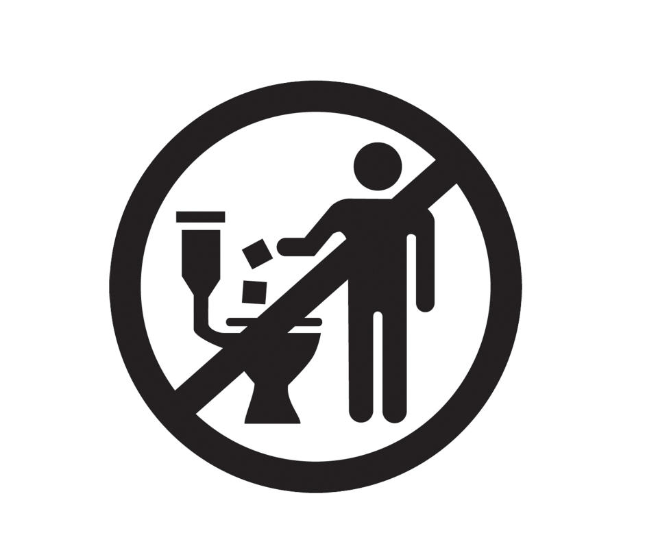 This undated image provided by INDA, an industry trade group, shows the universal stick-figure, do-not-flush symbol to put on packaging of bathroom wipes that should not be flushed into sewer systems. Increasingly popular bathroom wipes - thick, premoistened towelettes that are advertised as flushable - are creating clogs and backups in sewer systems around the nation. (AP Photo/INDA)