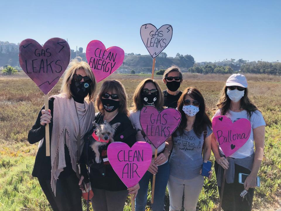 Activists protest at the Ballona Wetlands in Playa del Rey