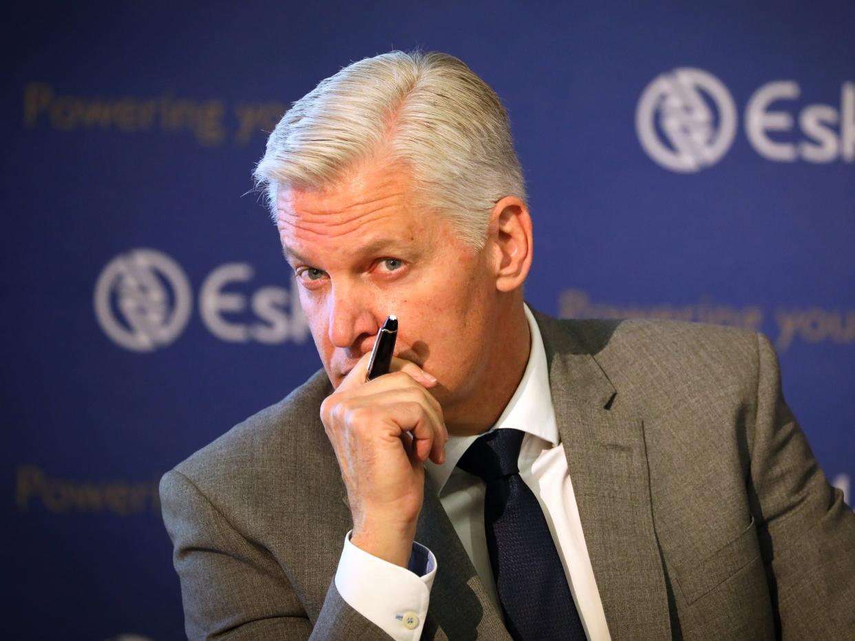 André de Ruyter, Group Chief Executive of state-owned power utility Eskom speaks during a media briefing in Johannesburg
