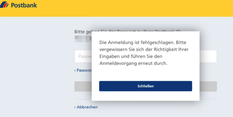 Diese Meldung bekamen viele Postbank-Kunden zum Jahreswechsel (Bild: Yahoo Redaktion)