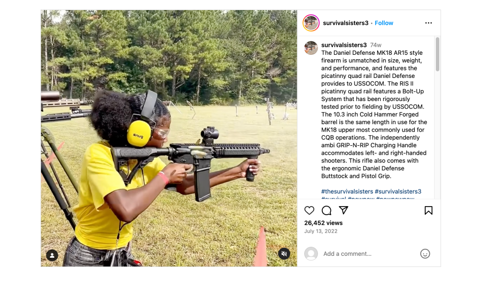 A screen capture of the Instagram account associated with the Atlanta-based Survival Sisters.