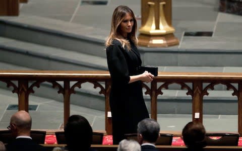First Lady Melania Trump arrives at St. Martin's Episcopal Church  - Credit: Getty