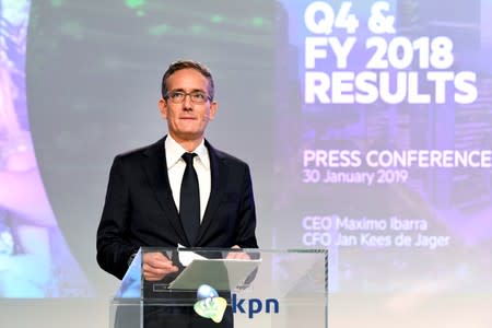 FILE PHOTO: CEO Maximo Ibarra from KPN presents the company's financial results for the fourth quarter and full year 2018 in Rotterdam