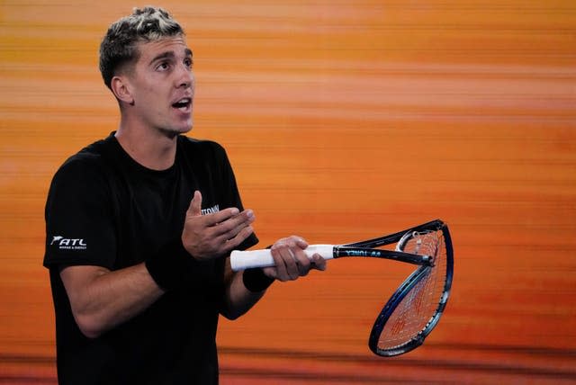 Thanasi Kokkinakis broke his racket during the third set