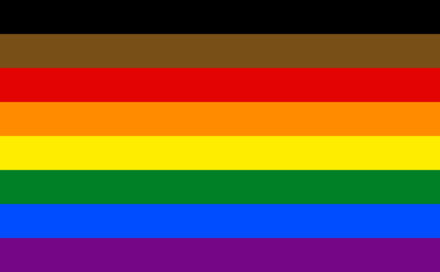 This version of the Pride flag was developed in Philadelphia in 2017. <p>Wikicommons/ Public Domain</p>