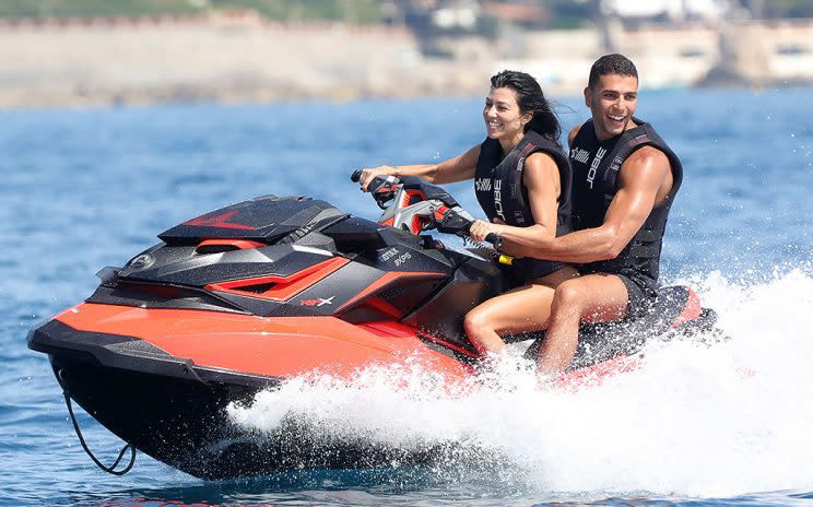 Kourtney Kardashian and Younes Bendjima had a ball in Cannes, France. (Photo by J. Almasi/GC Images)