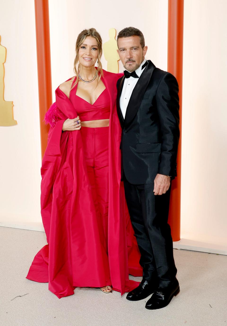 Nicole Kimpel and Antonio Banderas attend the 2023 Academy Awards.