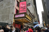 The marquee for the upcoming production of Andrew Lloyd Weber's "Bad Cinderella" on Broadway appears outside the Imperial Theatre on Monday, Oct. 3, 2022, in New York. (Photo by Charles Sykes/Invision/AP)