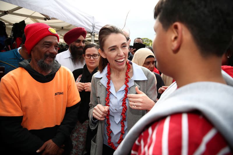 New Zealand Prime Minister Ardern greets supporters in Auckland