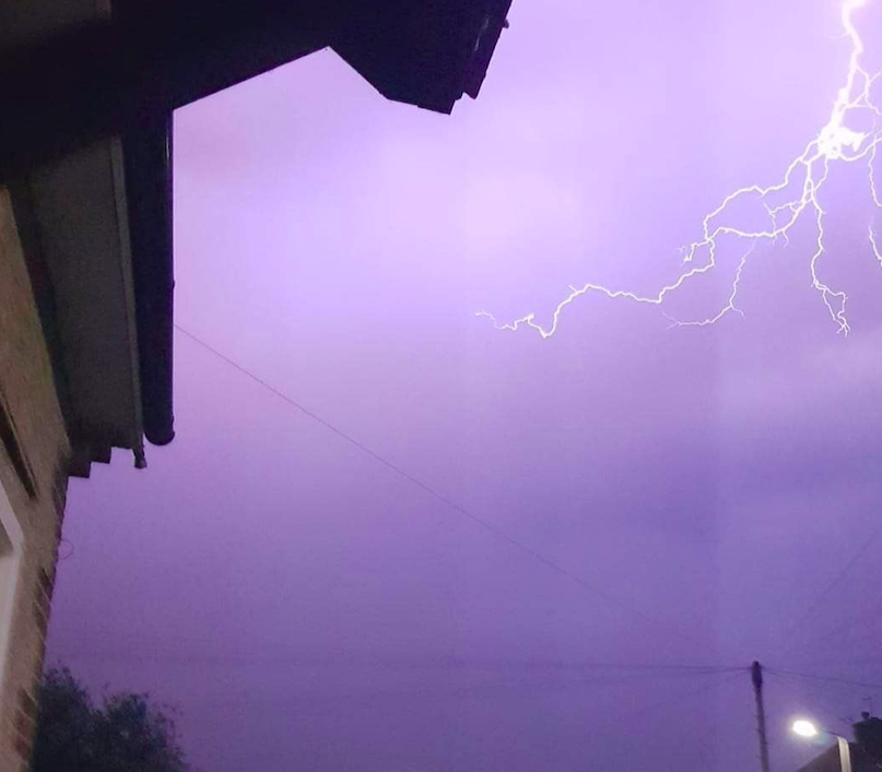 Lightning seen from a house in Canterbury (PA/Wendy Howard)