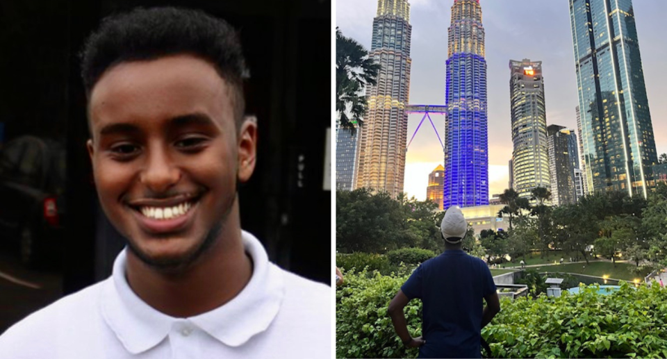 Mohamed Yousuf left, and right is a picture of Kuala Lumpur.