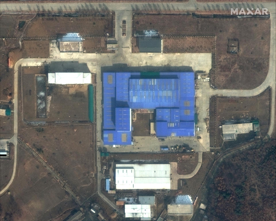 This satellite image captured on Feb. 22, 2019 and provided by DigitalGlobe, shows Sanumdong research center on the outskirts of Pyongyang, North Korea. South Korea's military said it is carefully monitoring North Korean nuclear and missile facilities after the country's spy agency told lawmakers that new activity was detected at a research center where the North is believed to build long-range missiles targeting the U.S. mainland. (DigitalGlobe, a Maxar company, via AP)