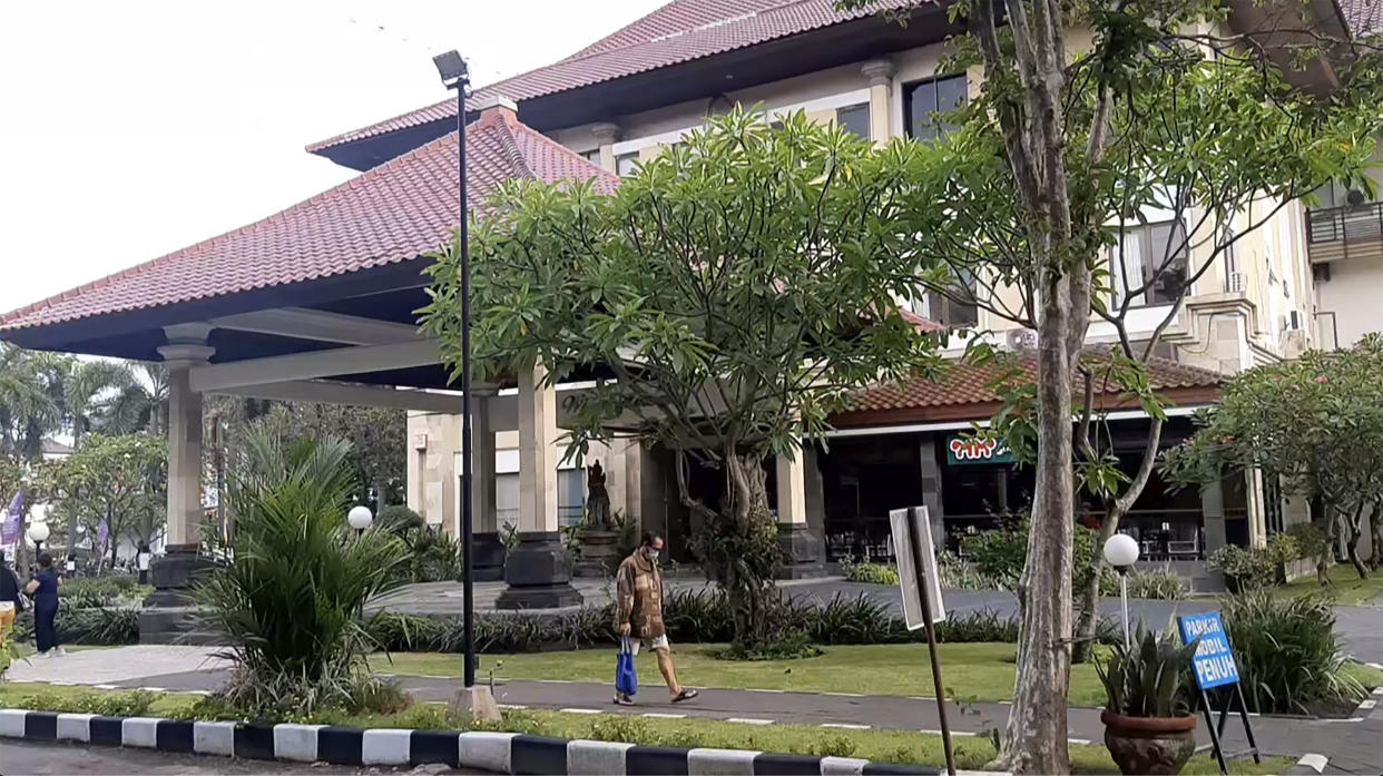 This image from a video shows an exterior of the Sanglah Hospital in Denpasar, Bali, Indonesia Monday, Nov. 14, 2022. Russian Foreign Minister Sergey Lavrov was taken to the hospital after suffering a health problem following his arrival for the Group of 20 summit in Bali, multiple Indonesian authorities said Monday. Four Indonesian government and medical officials told The Associated Press that Lavrov was receiving treatment at the Sanglah Hospital. (AP Photo)