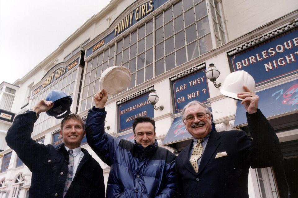 Basil Newby, Phillip Holmes, In the Pink Development Business Manager and Peter Spark, Vaux Breweries General Sales Manager outside the Queen Street venue in 1998 (Photo: submit)