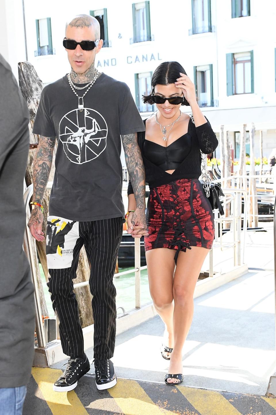 Kourtney Kardashian and Travis Barker in Venice.