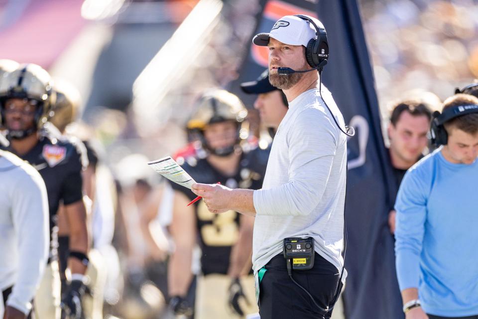 Louisville offensive coordinator and quarterbacks coach Brian Brohm severed in the same role at Purdue from 2017-2022.