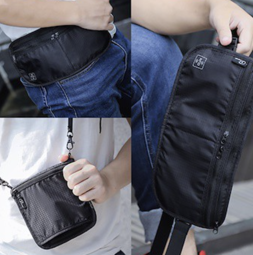 3 Way RFID Travel Safe Bag|Anti-Theft Waist Sling Pouch|12x19x2.5cm Passport Holder (Photo: Shopee)


