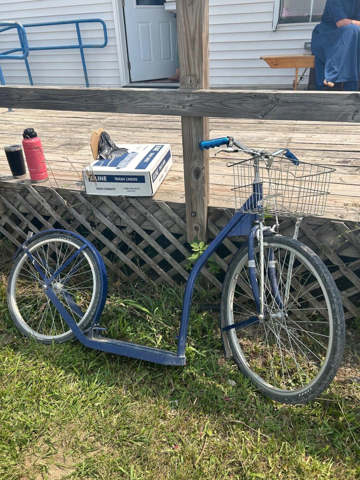 Is it a bike or a scooter? Elements of both can be seen on this Amish ride spied along the RAGBRAI route just south of Winterset on Tuesday, July 23, 2024.