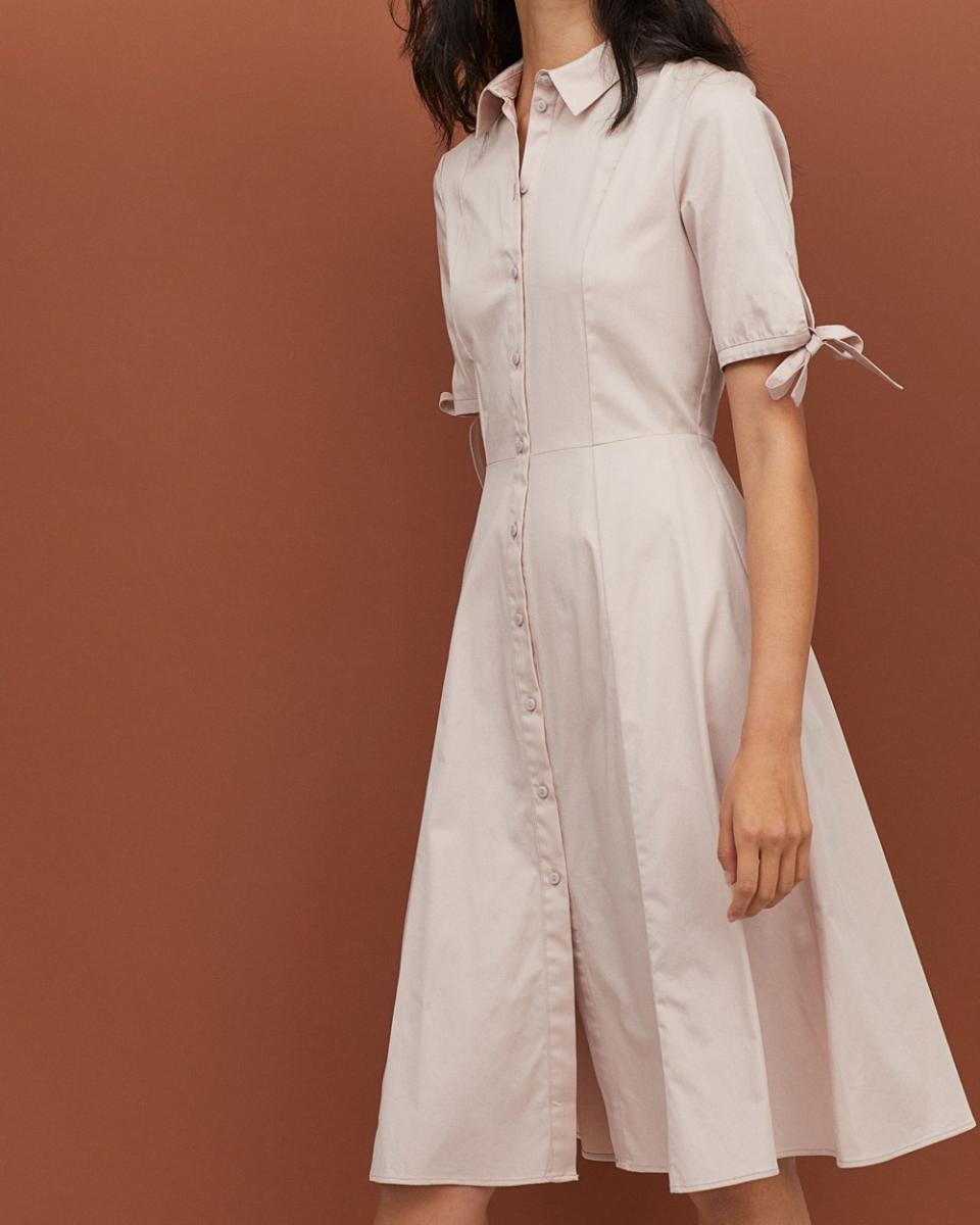 H&M Cotton Satin Shirt Dress