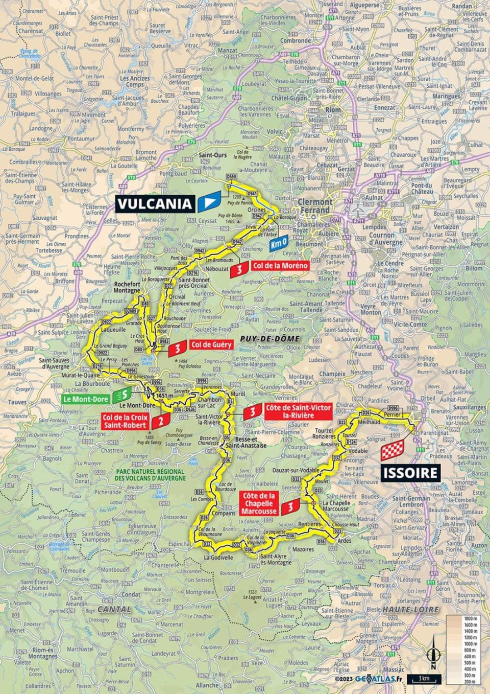 Tour De France Stage Preview Route Map And Profile Of Km From Parc Vulcania To Issoire