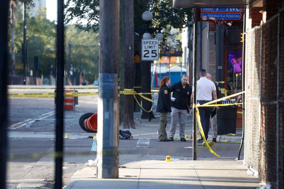 PHOTO: The Tampa Police Department and the Hillsborough County Sheriff's Office investigates a fatal shooting in the Ybor City neighborhood on Oct. 29, 2023 in Tampa, Fla. (Octavio Jones/Getty Images)