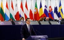 Polish PM and EU chief executive in debate on Poland's challenge to the supremacy of EU laws, in Strasbourg