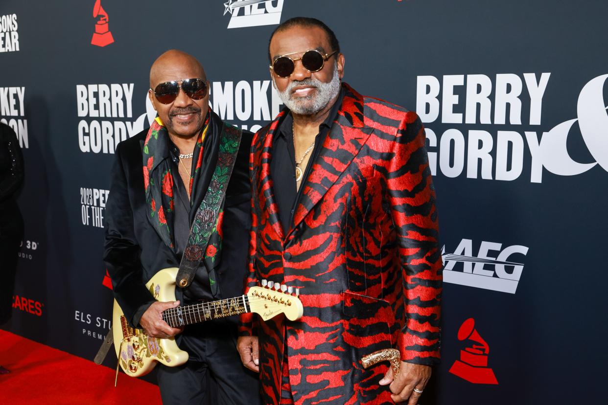 From left, Ernie Isley and Ronald Isley of The Isley Brothers attend the Feb. 3, 2023, MusiCares Persons of the Year Honoring Berry Gordy and Smokey Robinson at Los Angeles Convention Center in Los Angeles.