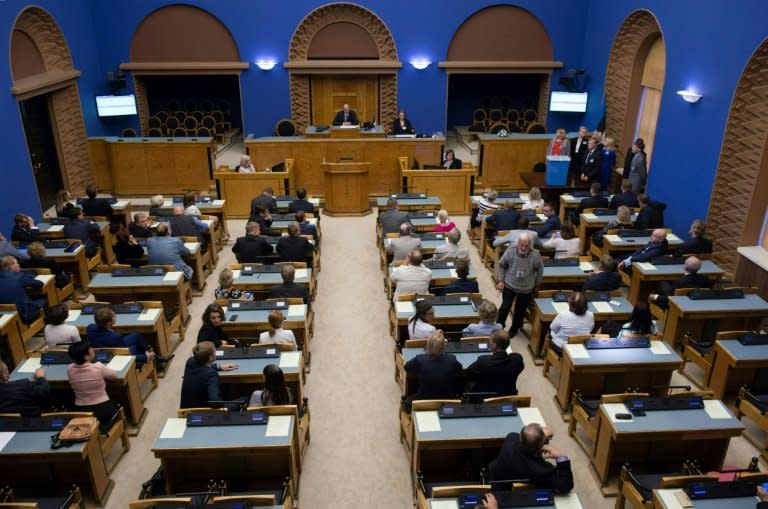 A view of the Estonian Parliament during the first round vote of the presidential election, on August 29, 2016, in Tallinn