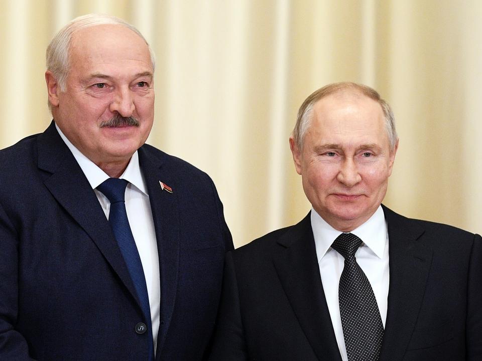 Russian President Vladimir Putin, right, and Belarusian President Alexander Lukashenko (AP)