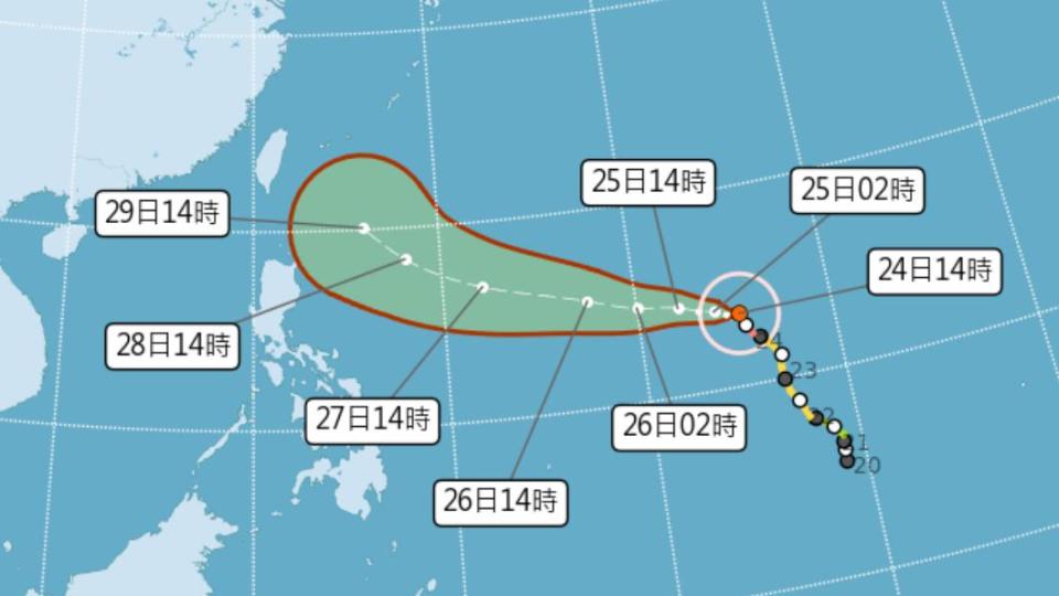 瑪娃颱風路徑預測。（圖／翻攝自中央氣象局官網）