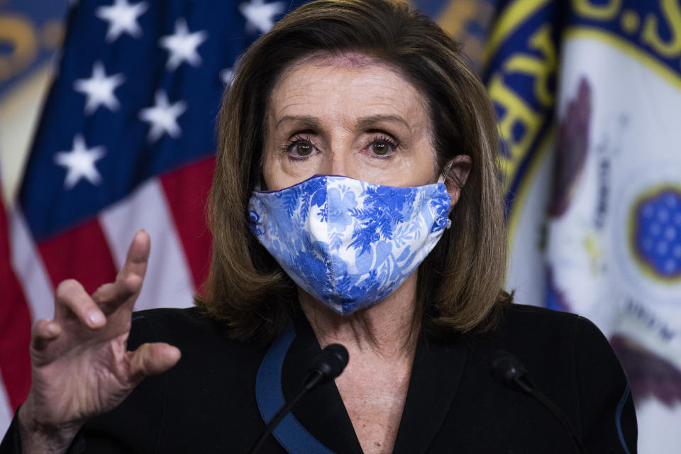 Speaker of the House Nancy Pelosi during a news conference on Nov. 13, 2020