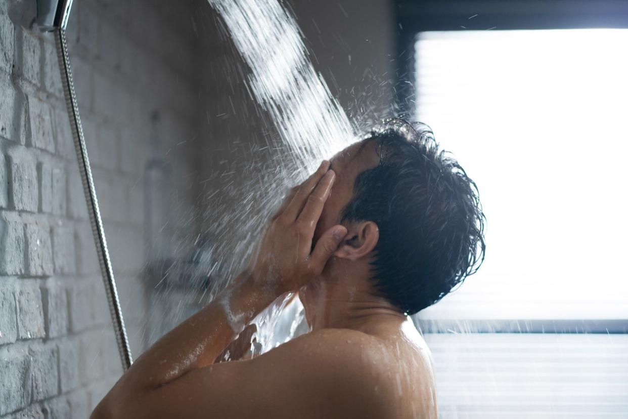 Man showering