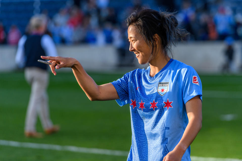 The Chicago Red Stars' Yuki Nagasato will return to Japan to play for a men's team. (Photo by Daniel Bartel/ISI Photos/Getty Images).