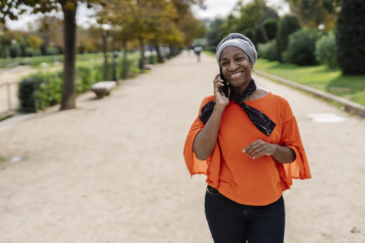 A woman on her phone