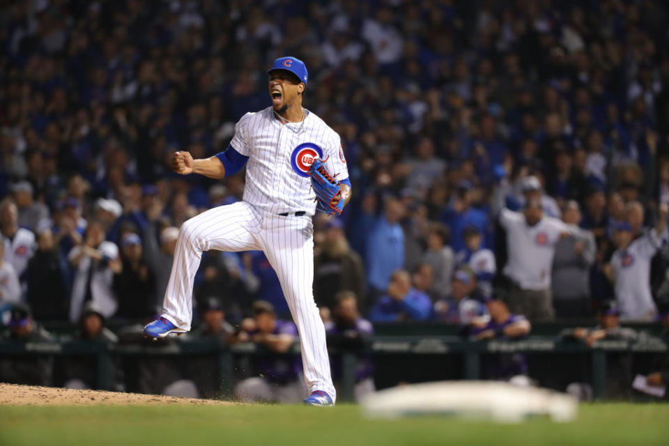 Pedro Strop could provide quality at a lower draft price than other relievers. (Photo by Alex Trautwig/MLB Photos via Getty Images)