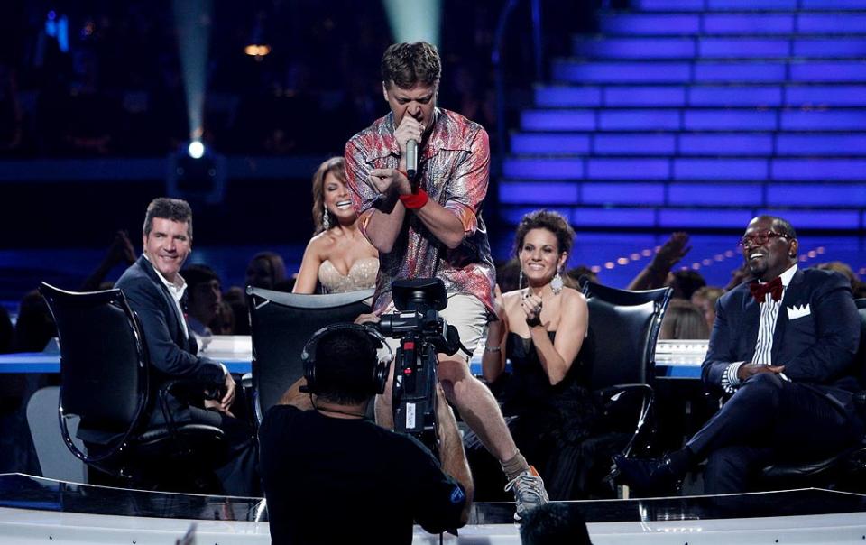 <a href="/baselineperson/3020381">Nick "Normand Gentle" Mitchell</a> performs onstage during the Season 8 finale of "American Idol."